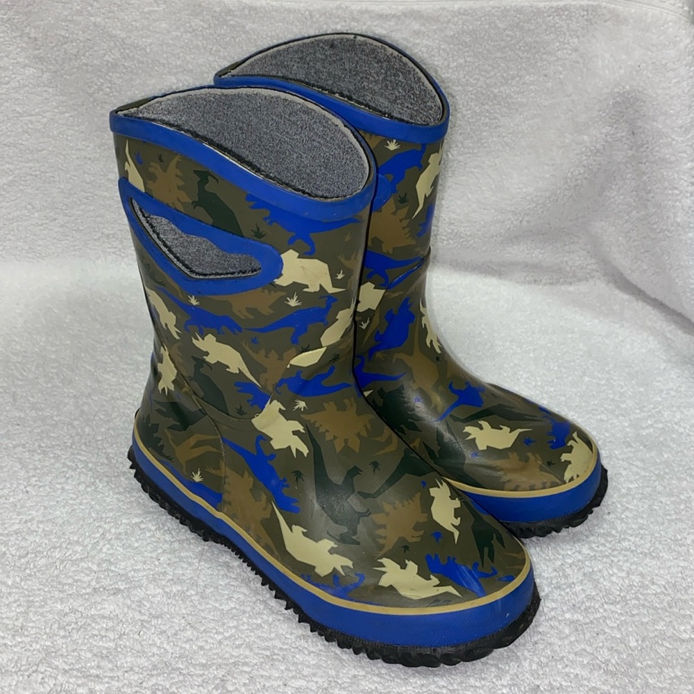 MCIKCC dinosaur Rain Boots, Anti Slip Rubber Waterproof pull one size 2